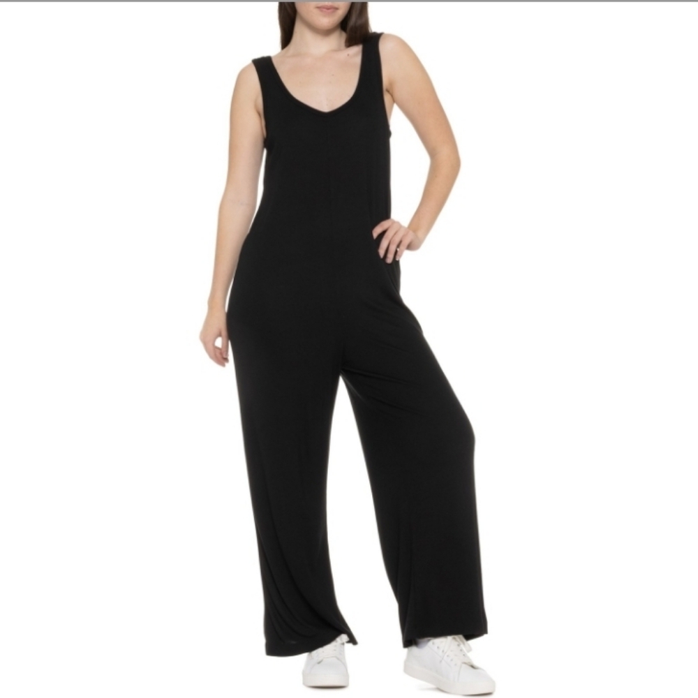 Marine Layer Lexi Rib Lounge Jumpsuit Black Medium